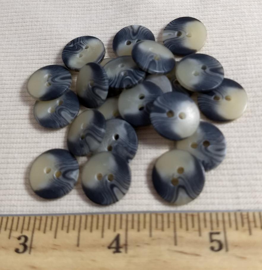 Button #21160-PB1160 #2 Hole #Grey #Imitation #Horn #Polyester #10pc