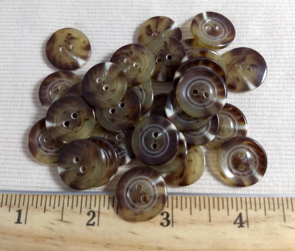 Button #96005-2 #2 Hole #Brown #Rim #Imitation #Horn #Polyester #10pc