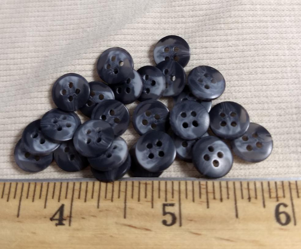 Button #20434 #4 Hole #Grey #Imitation #Horn #Polyester #10pc