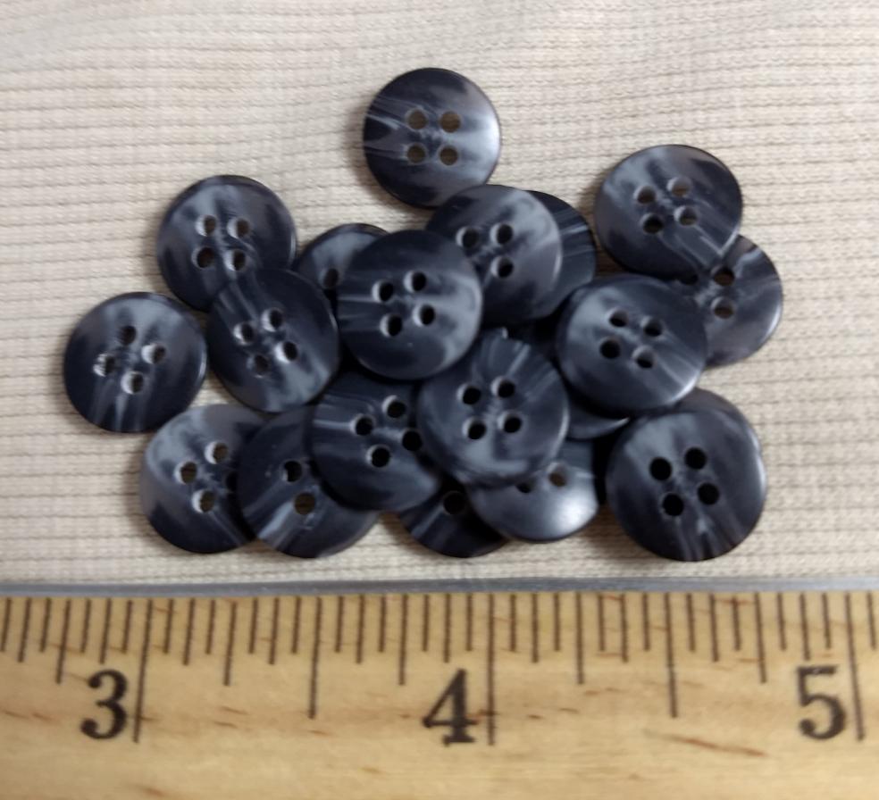 Button #20434 #4 Hole #Grey #Imitation #Horn #Polyester #10pc