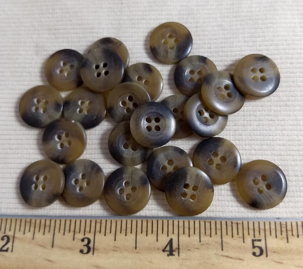 Button #2427 #4 Hole #Brown #Rim #Imitation #Horn #Polyester #10pc
