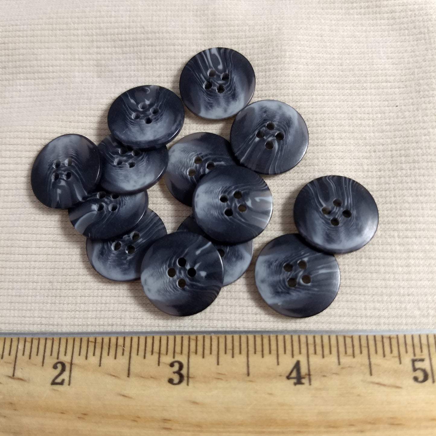 Button #20434 #4 Hole #Grey #Imitation #Horn #Polyester #10pc