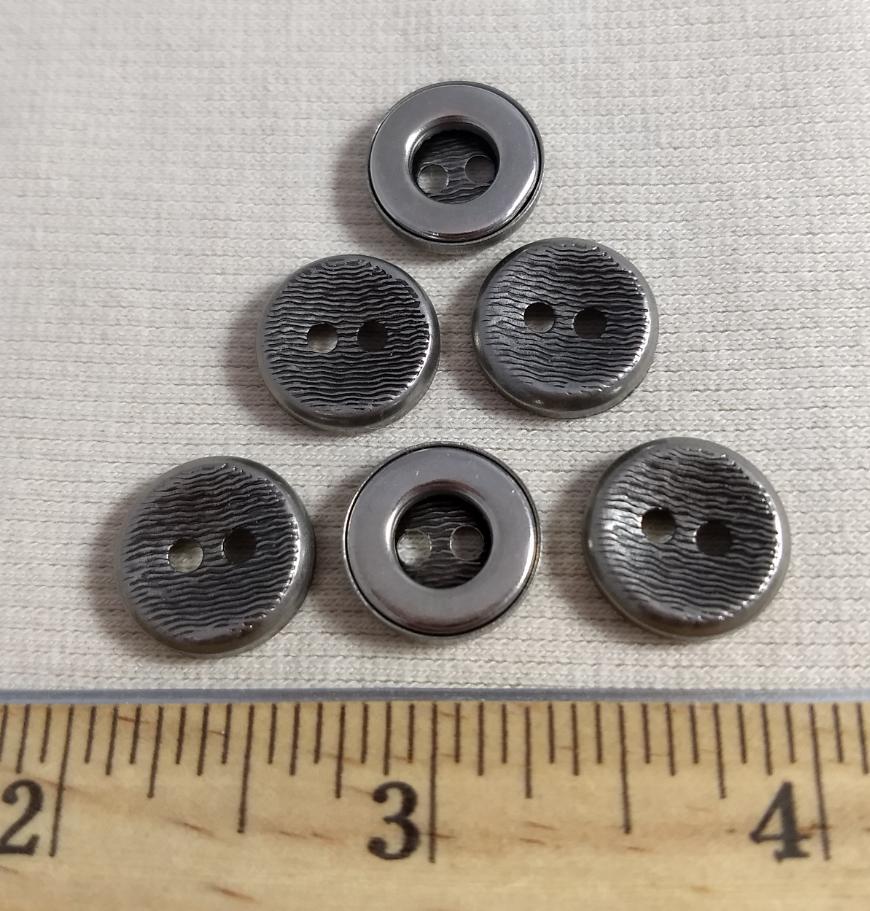 Button #PS255 #2-Hole #Antique-Silver #Rim #Metal #10pc