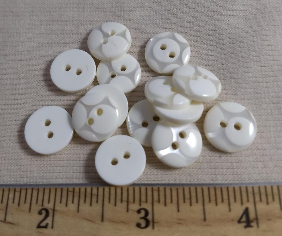 Button #619 #2 Hole #White #Polyester #10pc