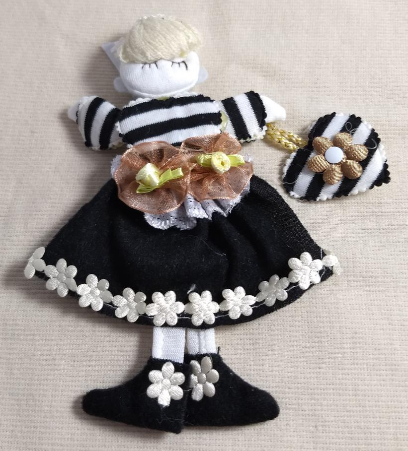 Handmade #Cloth-Dolls #1292 #Black-White #Height 5.5"