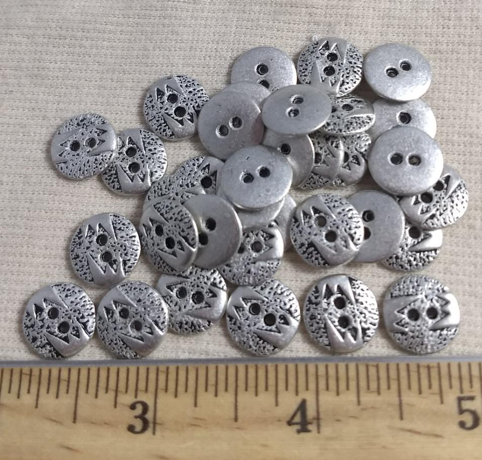 Button #6017 #2-Hole #Silver #Metal #10pc