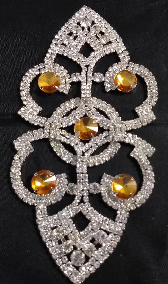 Applique #Wedding #Gold #Clear #Rhinestone #1pc