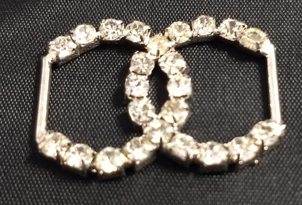 Buckle #CH080929 #Silver #Double #D-Ring #Rhinestone #Abs #1pc