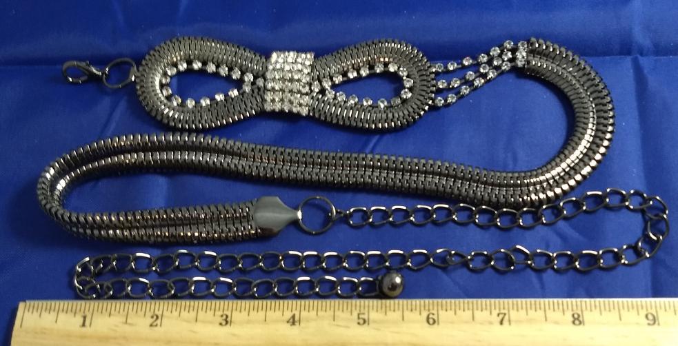 Belt #Rhinestone #Antique-Silver #End To End #1pc