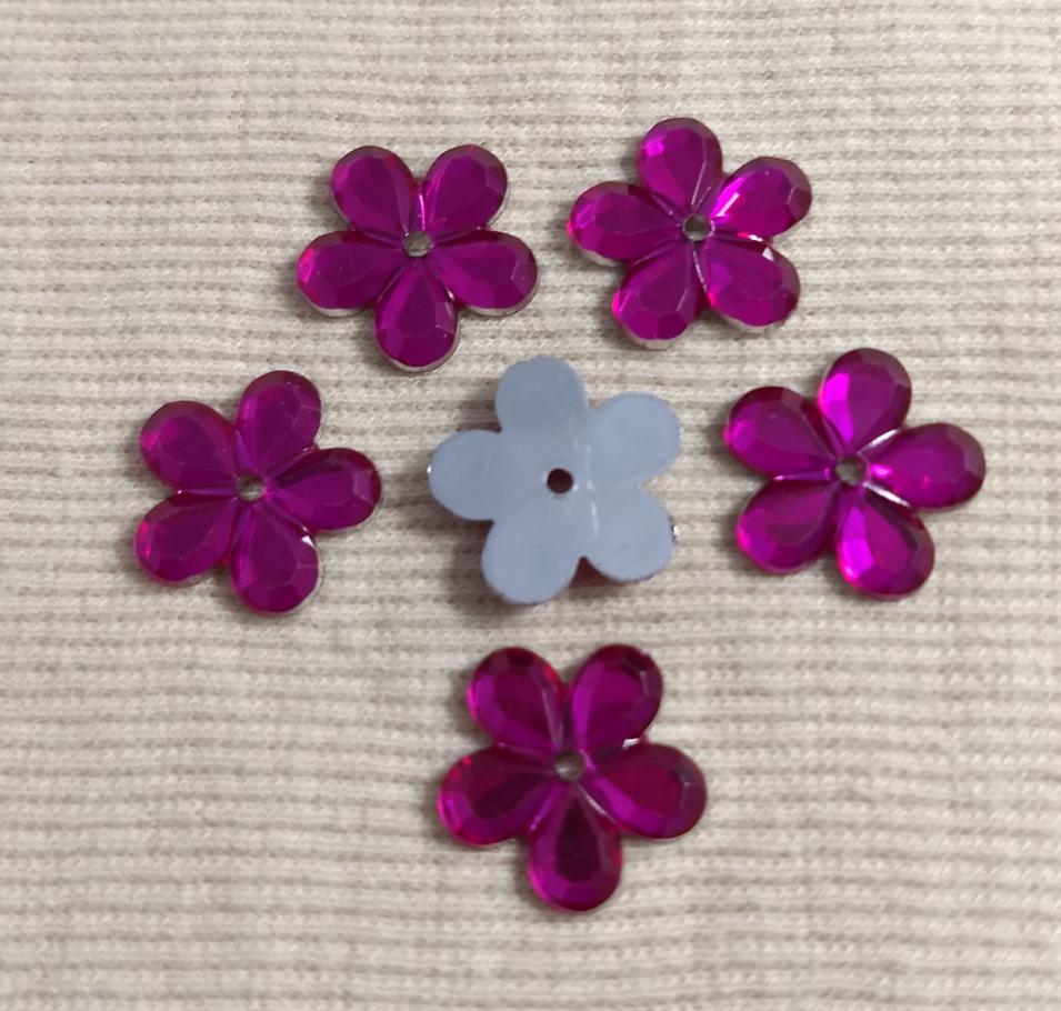 Beads #Flower #Fuchsia #1-Hole #Acrylic #20pc