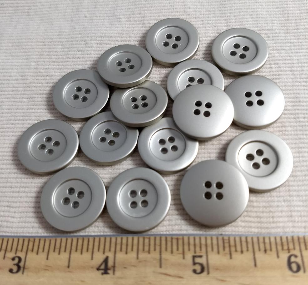 Button #1299 #4 Hole #Antique-Silver #Rim #ABS #10pc