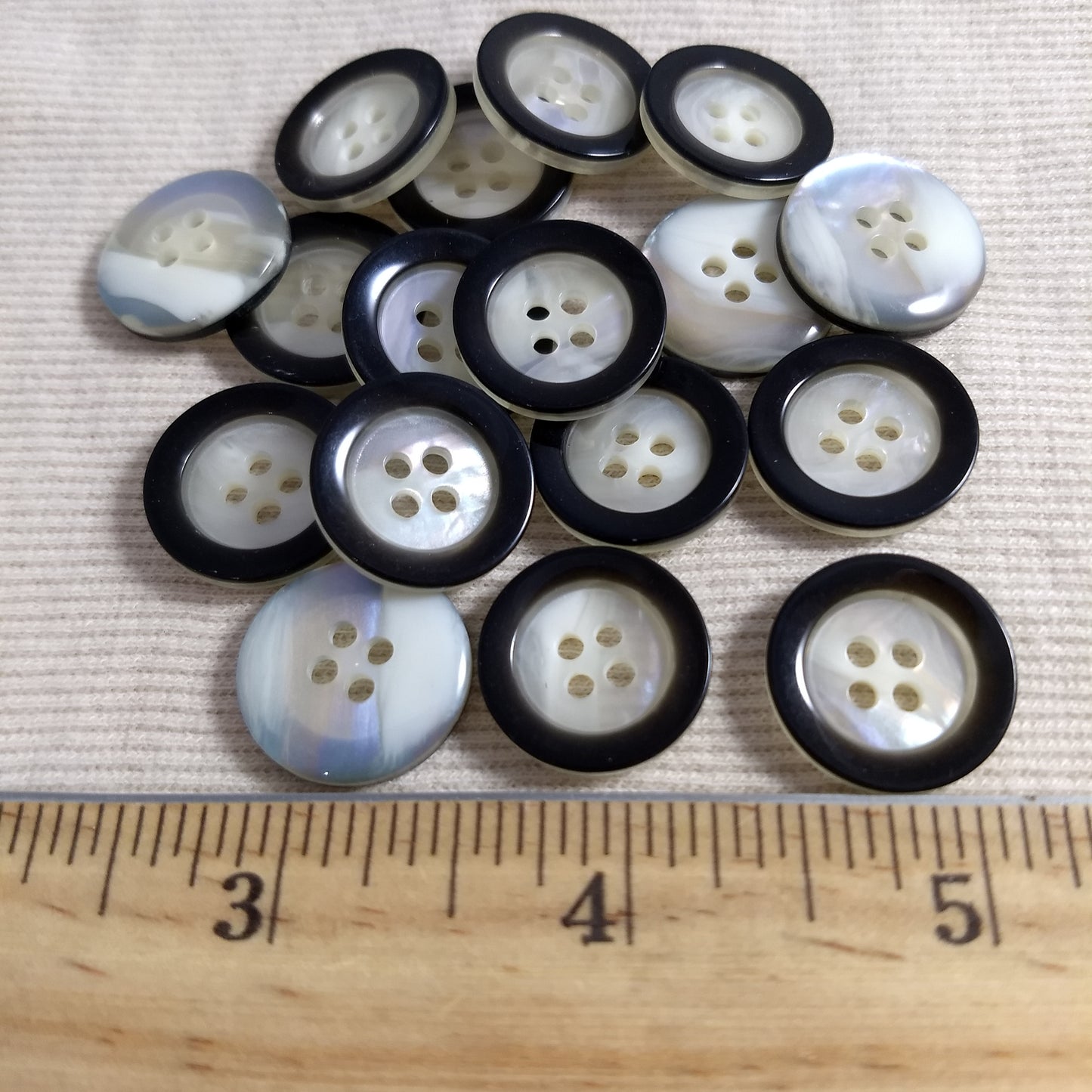 Button #Shell #4 Hole #White #Rim #Polyester #10pc