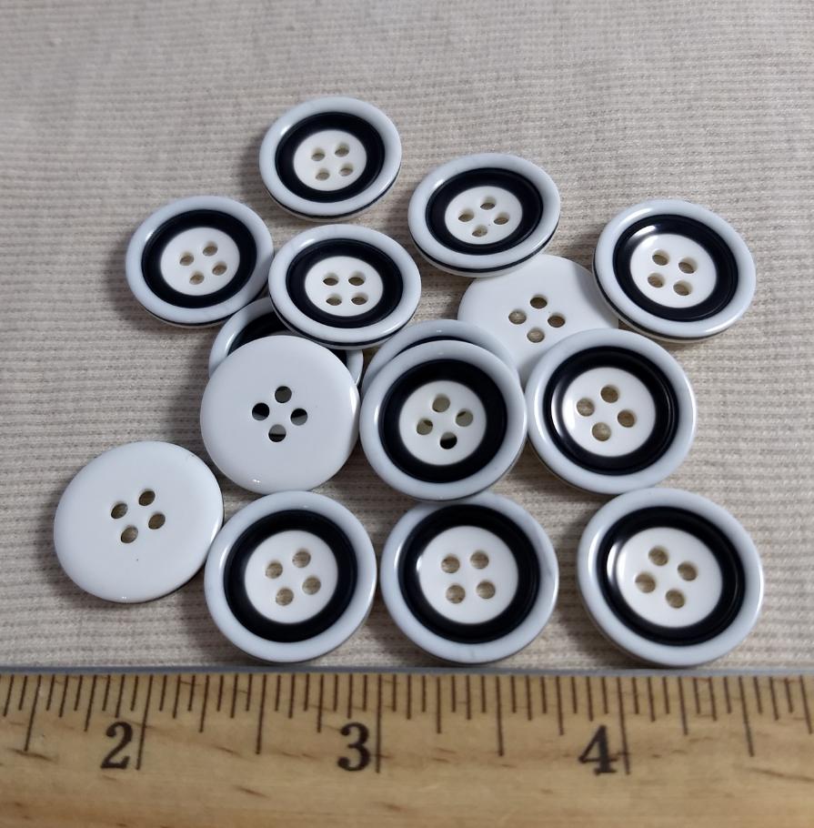 Button #95647 #4 Hole #White #Rim #Polyester #10pc