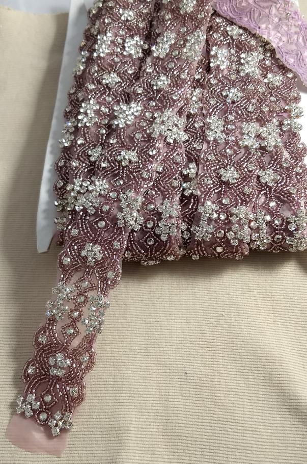 Trimming #9337 #Pink #Wedding #Bead #Belt #1yd