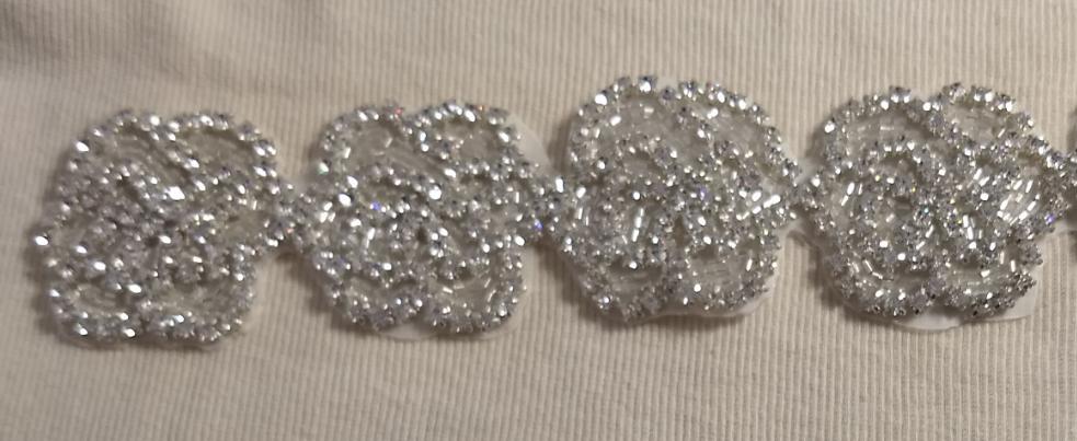 Trimming #Silver #Sequin #Mesh #Wedding #Rhinestone #Bead #1yd