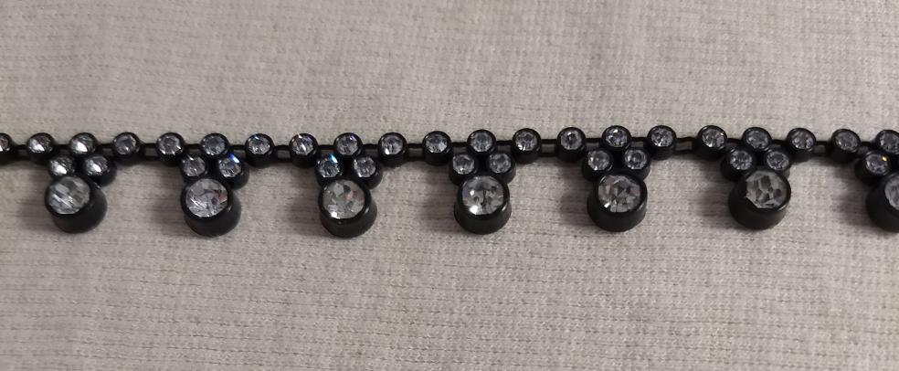 Belt-Band #AC570 #Black #Clear #Acrylic-Stone #1-Yard