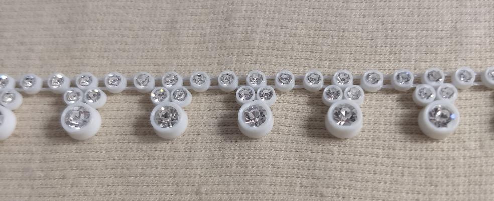 Belt-Band #AC570 #White #Clear #Acrylic-Stone #1-Yard