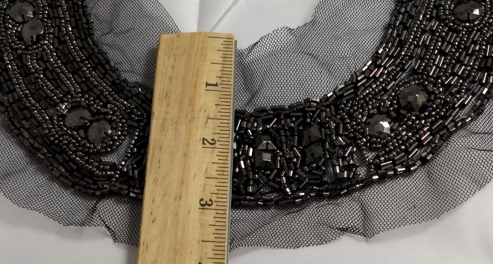 Applique #Yoke #Antique-Gold-Black #Sequin #Mesh #Beads #1pc