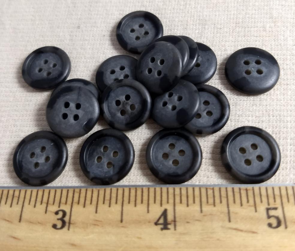 Button #AU28 #4 Hole #Grey #Rim #Imitation #Horn #Polyester #10pc