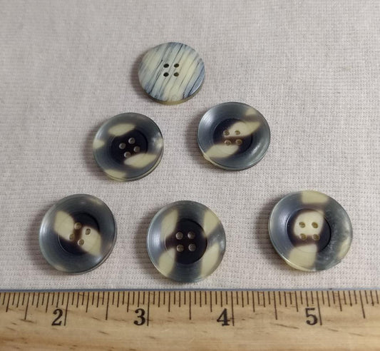 Button #P9006 #4 Hole #Multi #Rim #Polyester #10pc