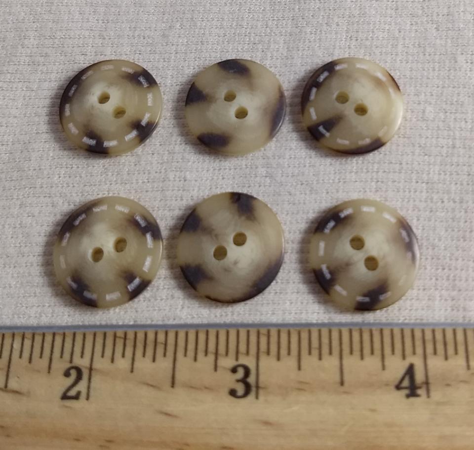 Button #P9005 #2 Hole #Cream #Stripe #Rim #Imitation #Horn #10pc