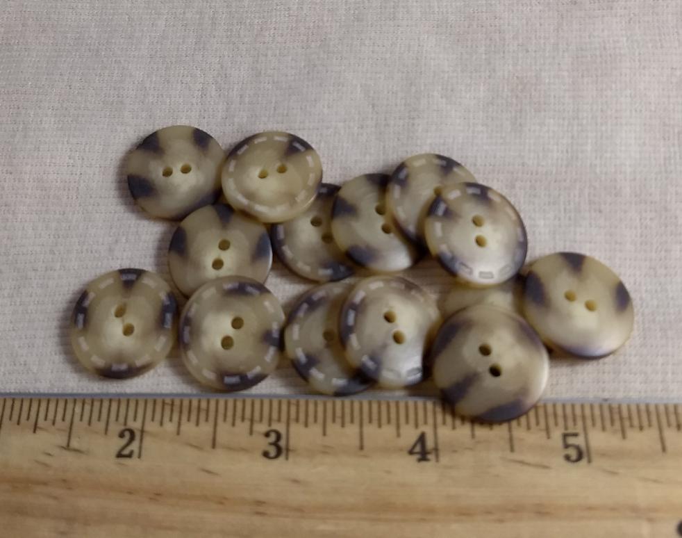 Button #P9005 #2 Hole #Cream #Stripe #Rim #Imitation #Horn #10pc