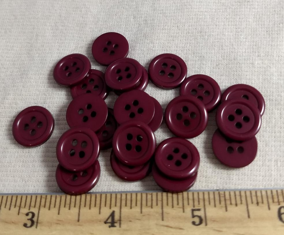 Button #P-Rim #4 Hole #Red #Rim #Basic #Polyester #10pc