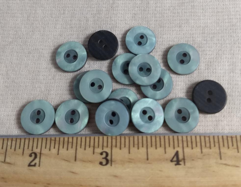 Button #1310 #2-Hole #Green #Rim #10pc
