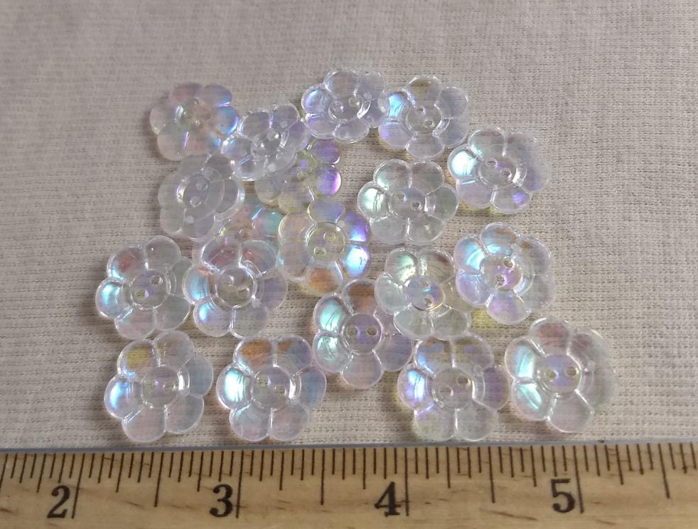 Button #M1245 #2 Hole #Clear #Acrylic #Flower #10pc