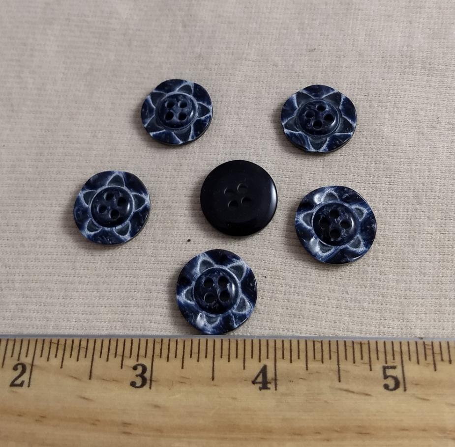 Button #P9020 #4 Hole #Blue #Star #Polyester #10pc