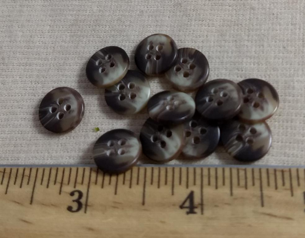 Button #20398 #4 Hole #Brown #Imitation #Horn #Polyester #10pc