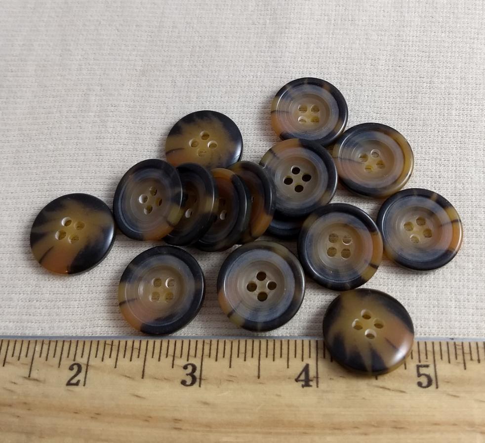 Button #T-90-2 #4 Hole #Brown #Rim #Imitation #Horn #Polyester #10pc