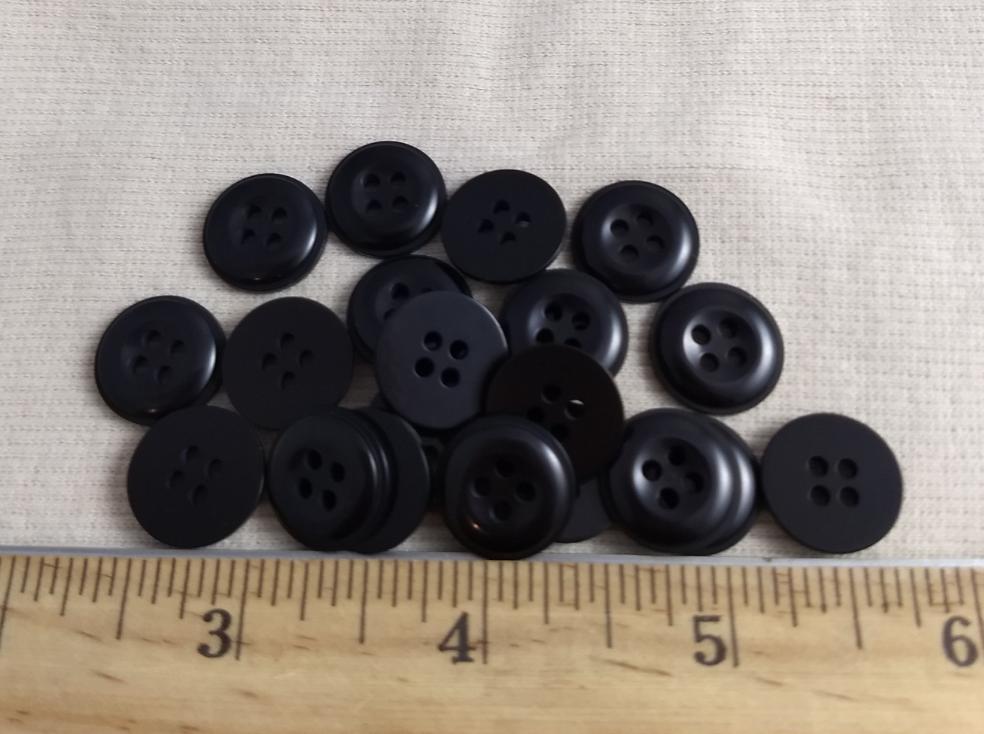 Button #1317 #4 Hole #Black #Rim #Imitation #Horn #Polyester #10pc