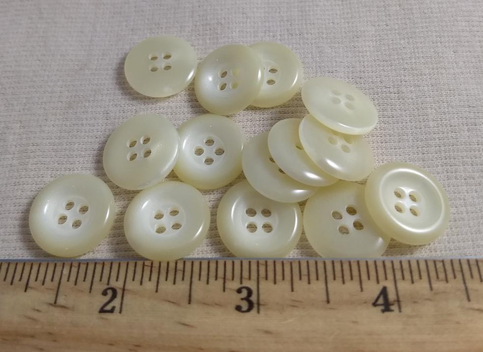 Button #P9013-1 #4 Hole #Cream #Rim #Polyester #10pc