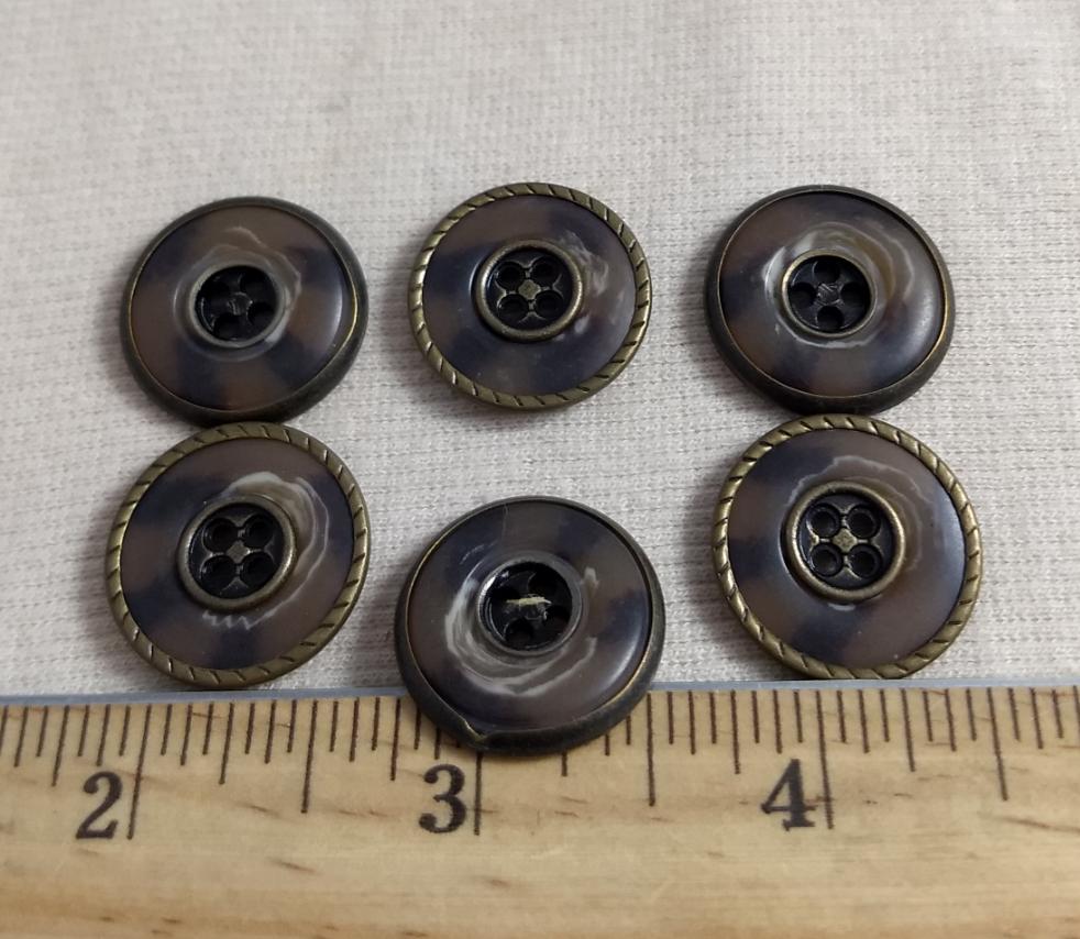 Button #1321 #4 Hole #Brown #Imitation #Shell #Rim #Polyester #10pc