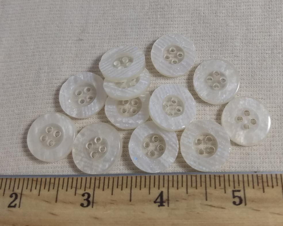 Button #1322N #4 Hole #White #Rim #Polyester #10pc