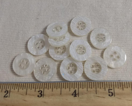 Button #1322N #4 Hole #White #Rim #Polyester #10pc