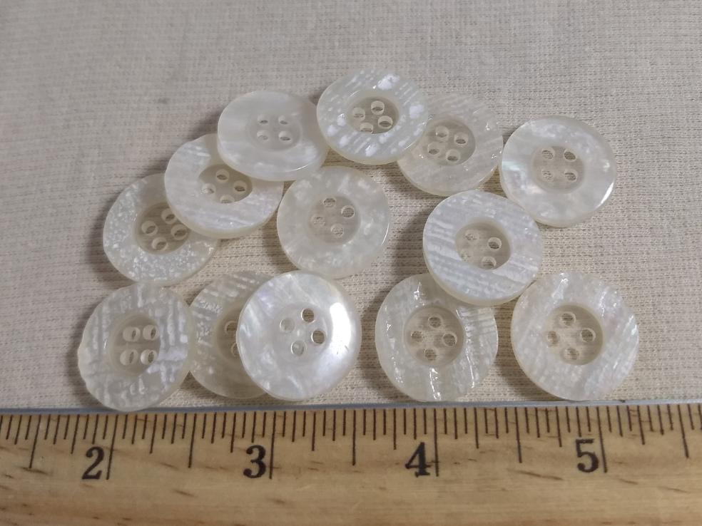 Button #1322N #4 Hole #White #Rim #Polyester #10pc