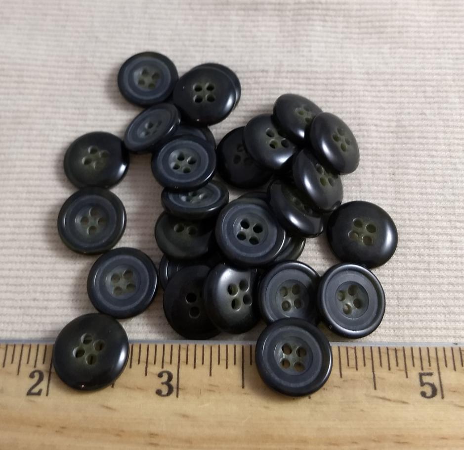 Button #T-90-4 #4 Hole #Green #Rim #Imitation #Horn #Polyester #10pc