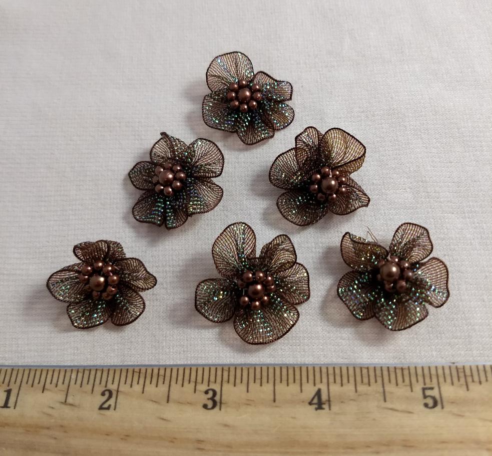Applique #YYEZ0811102E #Brown #Handmade #Flower #10pc