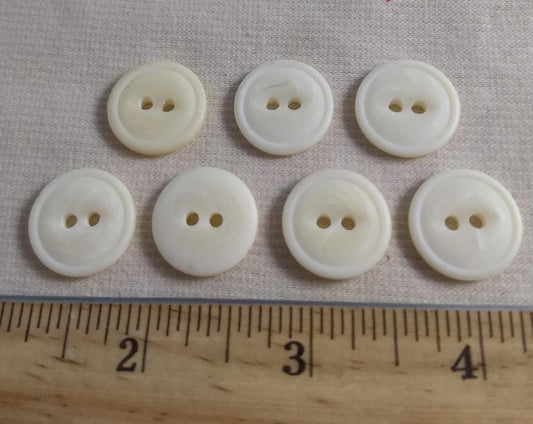 Button Basic #98082 #2 Hole #White #Rim #Polyester #10pc