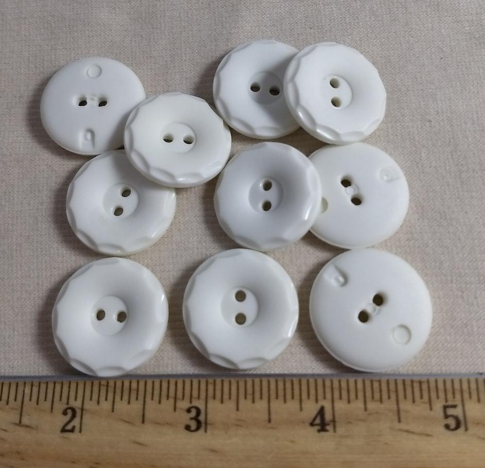 Button #1706 #2 Hole #White Scallop #Rim #Abs #10pc