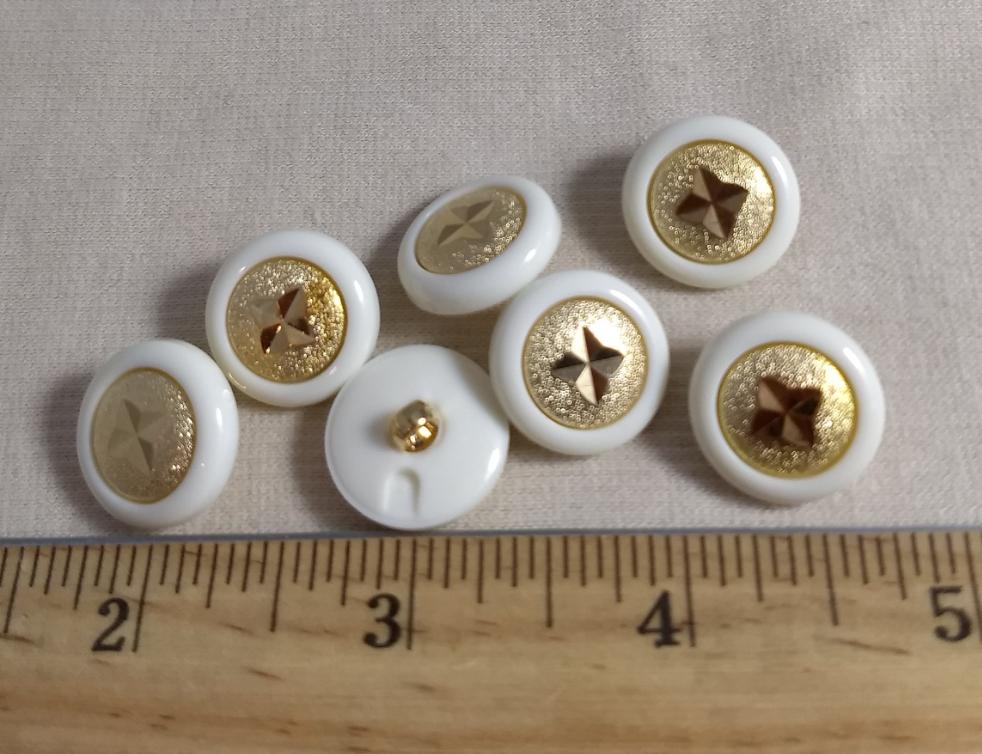 Button #KCN1590 #Shank #White #Rim #Gold #Abs #10pc