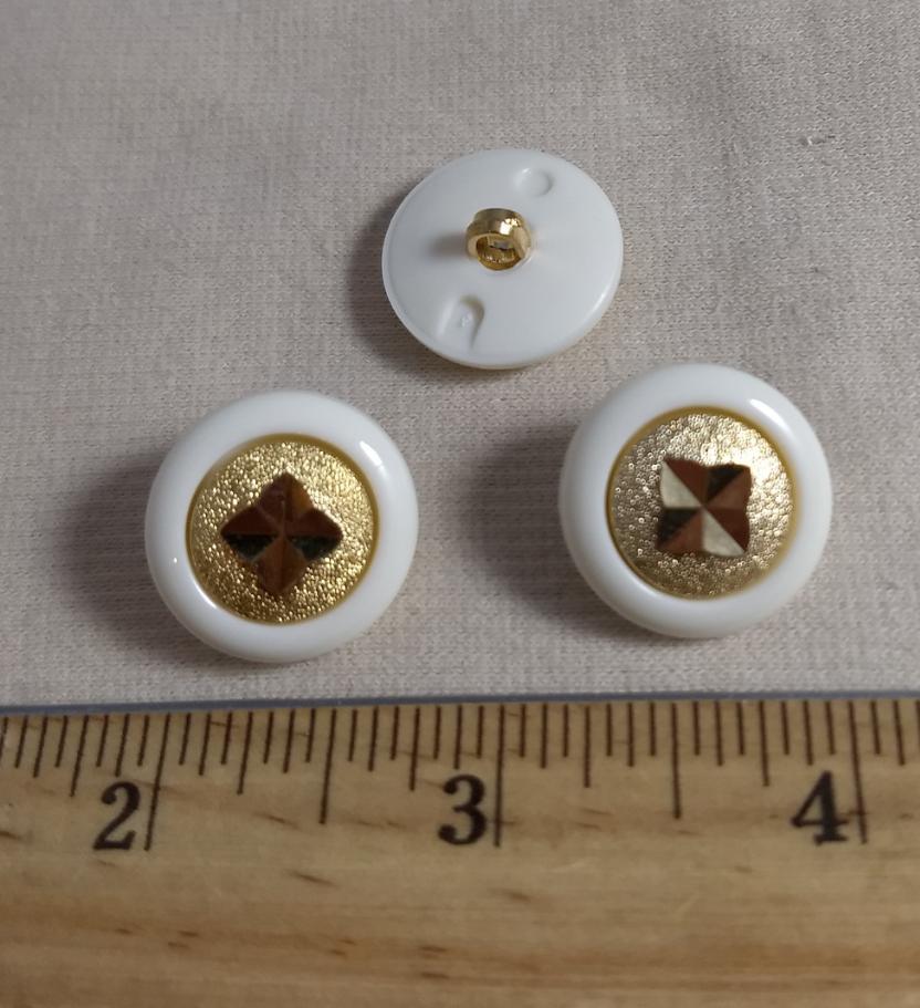 Button #KCN1590 #Shank #White #Rim #Gold #Abs #10pc
