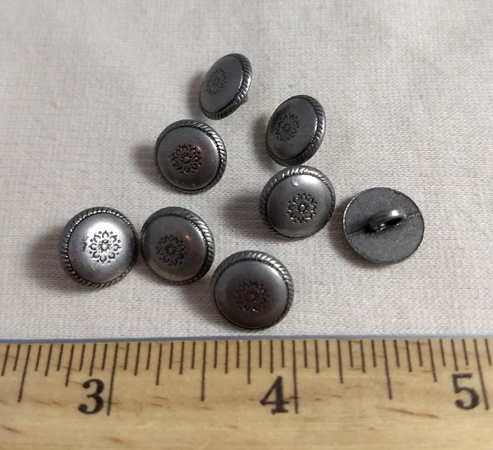 Button #PS378 #Shank #Antique-Silver #Rim #Metal #10pc