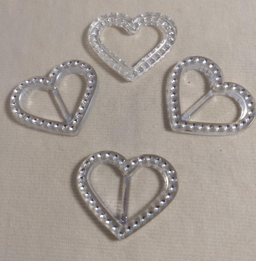 Buckle #9078 #Clear #Silver-Foil #Heart #Acrylic #10pc