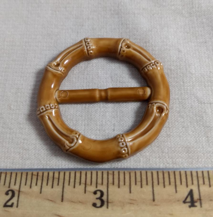 BUCKLE #JU1096 #Brown #Imitation-Bamboo #Center-Bar #1pc