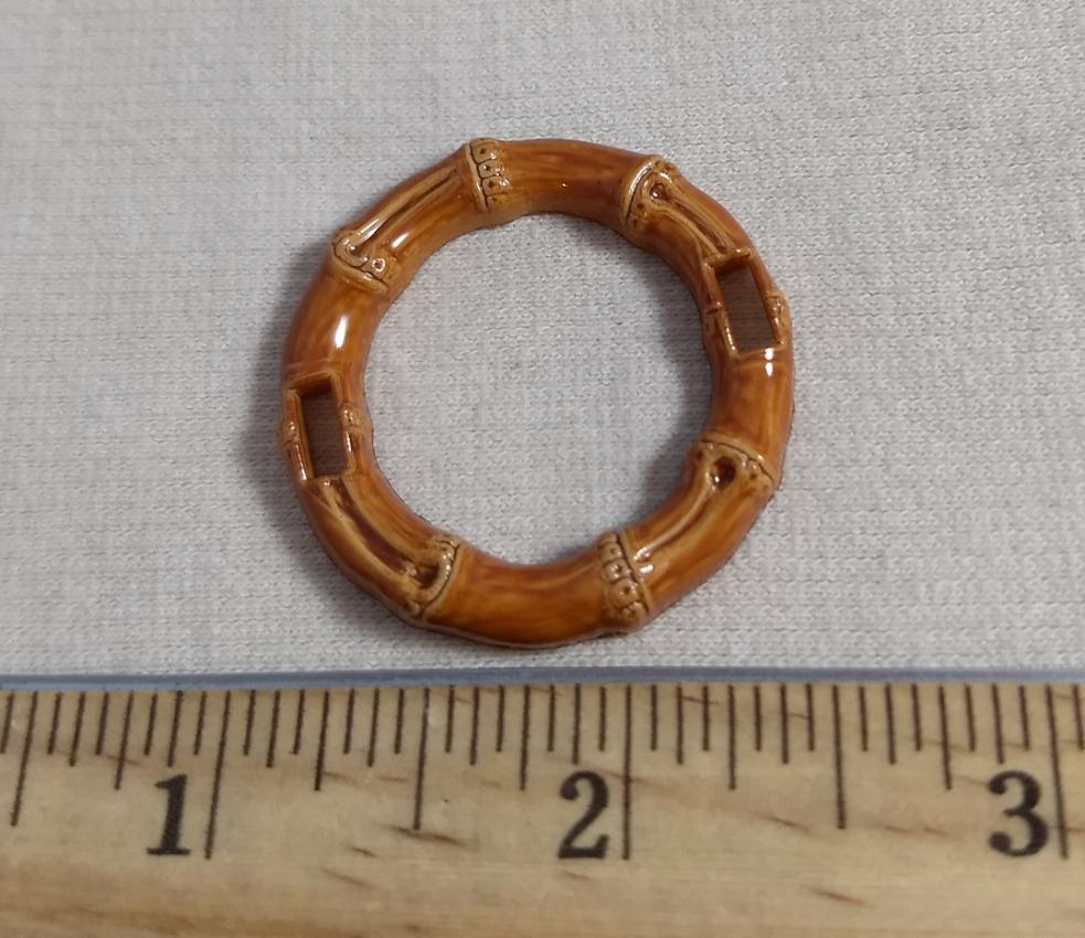 BUCKLE #C46 #Brown #Bamboo #Slider #Flat-Back #Plastic #1pc