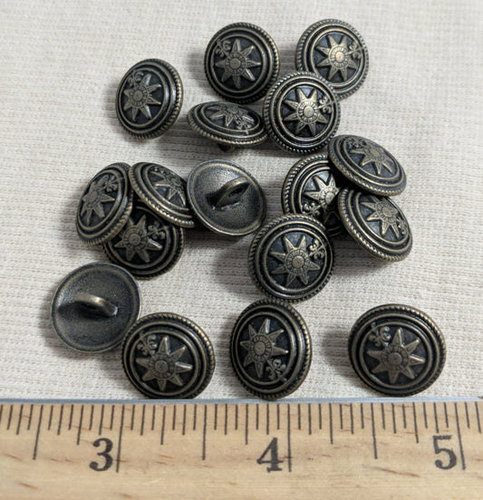 Button #6198 #Shank #Antique-Gold #Rim #Metal #10pc