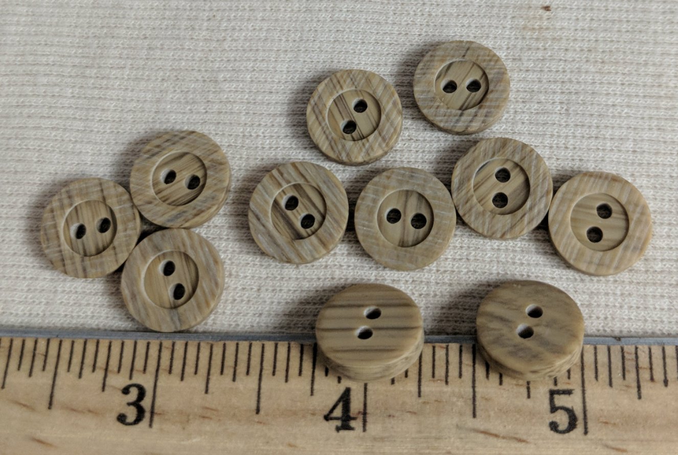 Button #C3040 #2 Hole #Cream #Rim #Imitation #Wood #10pc
